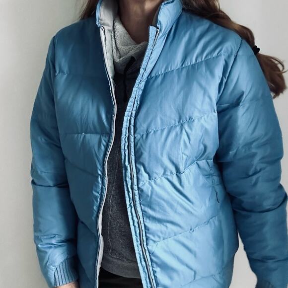 Woolrich Down Puffer Coat baby Blue Size Modern Large Vintage 90s - Picture 11 of 12